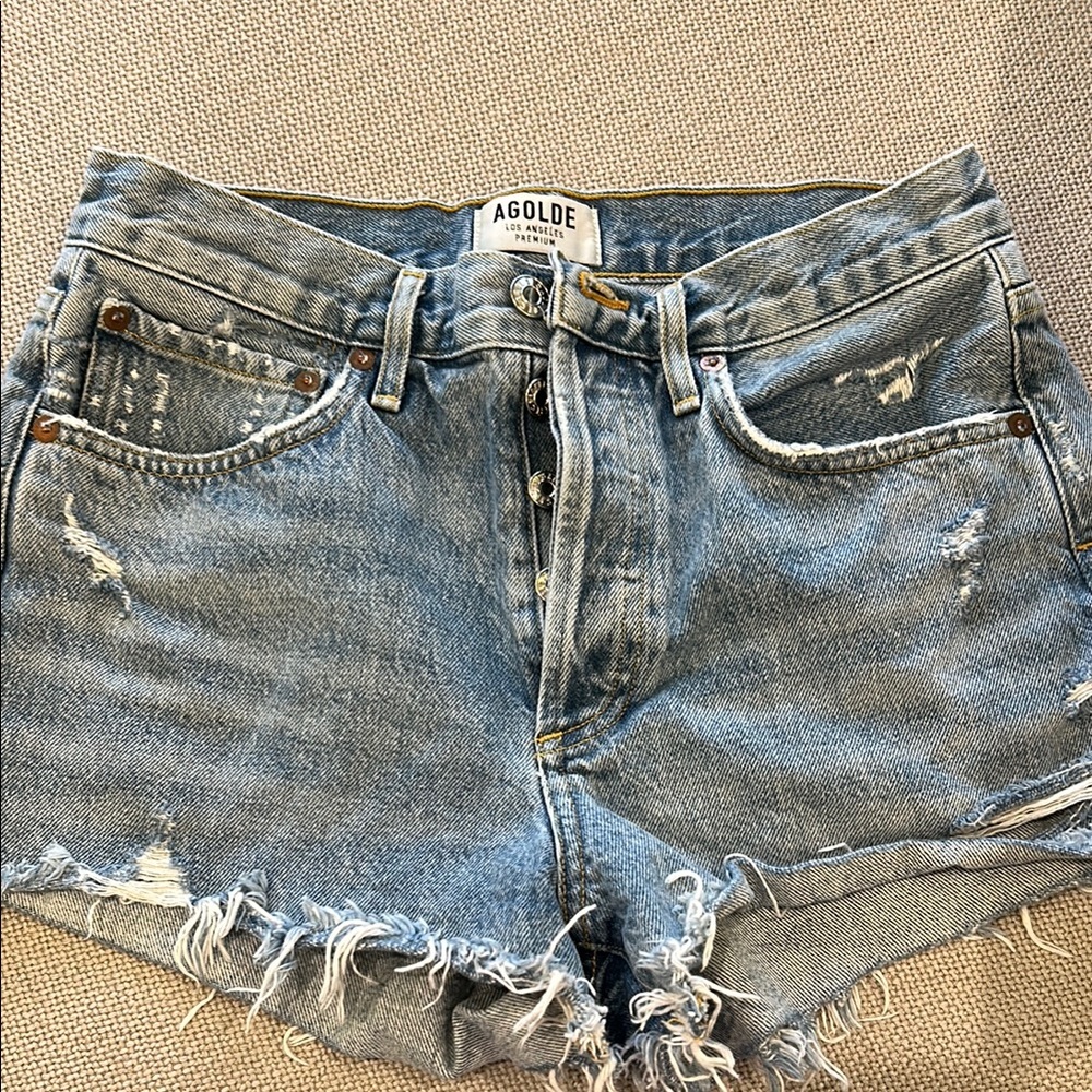 AGOLDE Distressed Denim Shorts Size 25